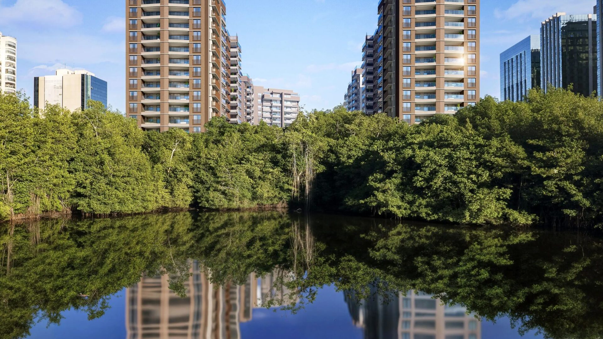 Fotomontagem das fachadas com vista para Lagoa