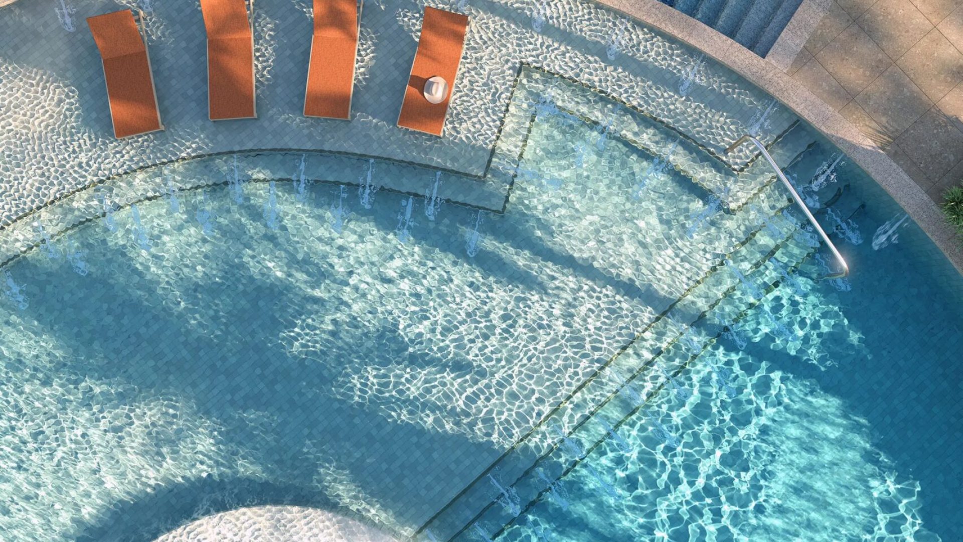 Ilustração Artística - Deck molhado, piscina de água salgada e Spa_0