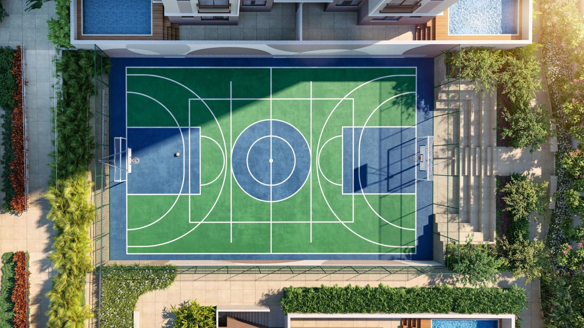 Ilustração Artística - Quadra recreativa com arquibancada_0
